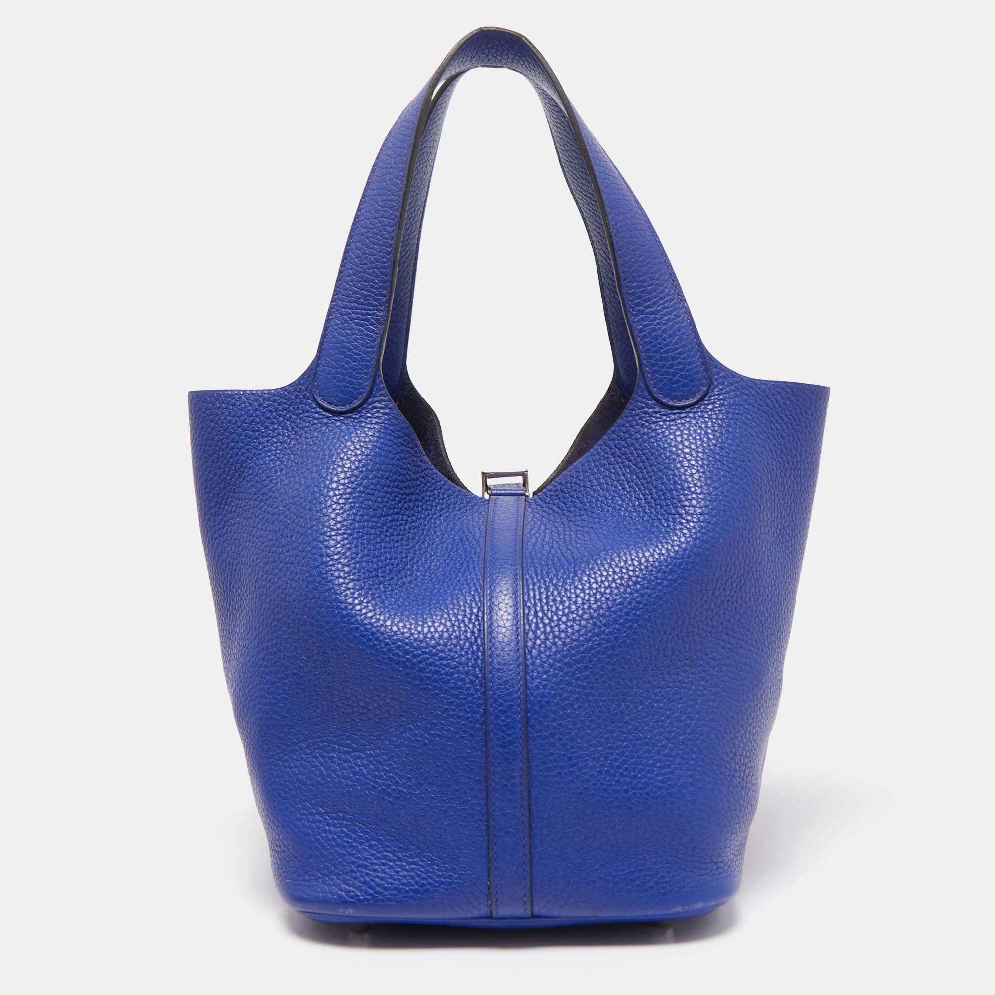 Hermes Bleu Electrique Taurillon Clemence Leather Picotin Lock 22 Bag 6