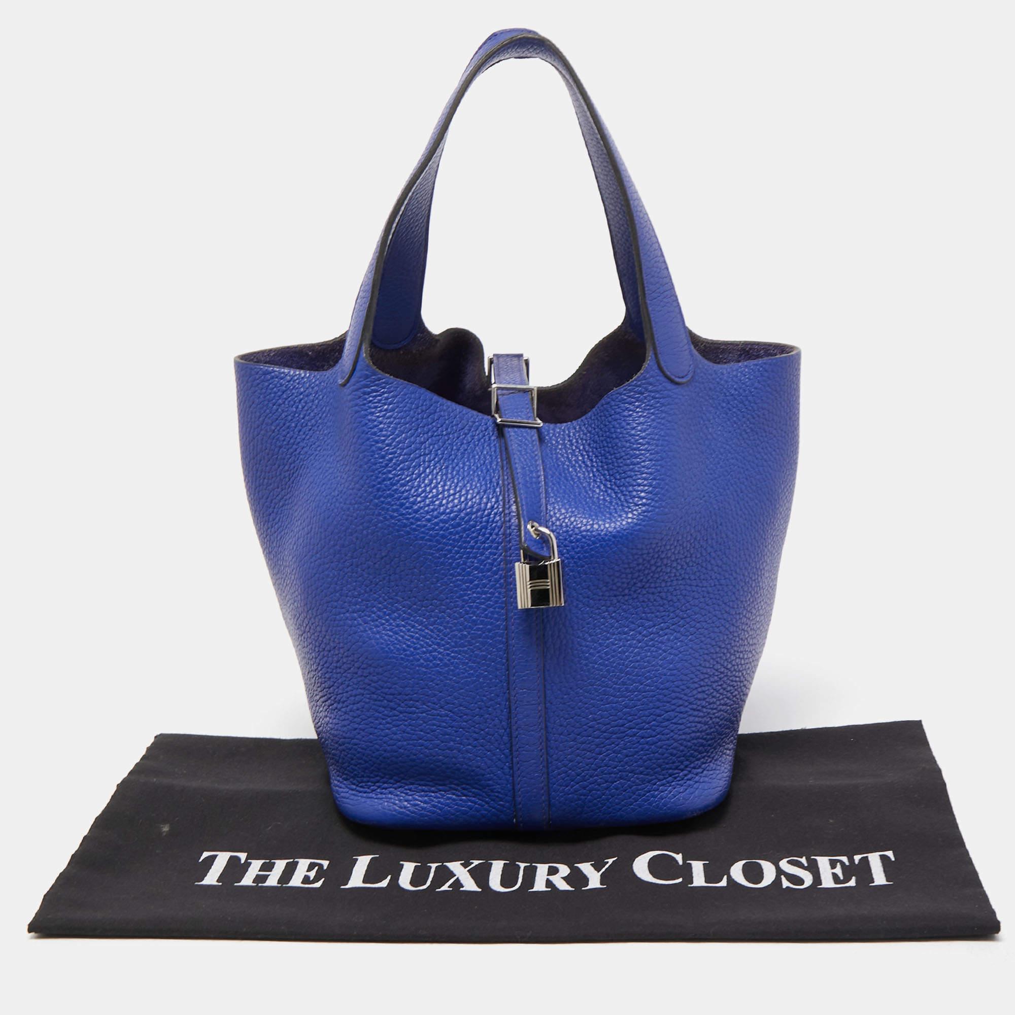 Hermes Bleu Electrique Taurillon Clemence Leather Picotin Lock 22 Bag 12