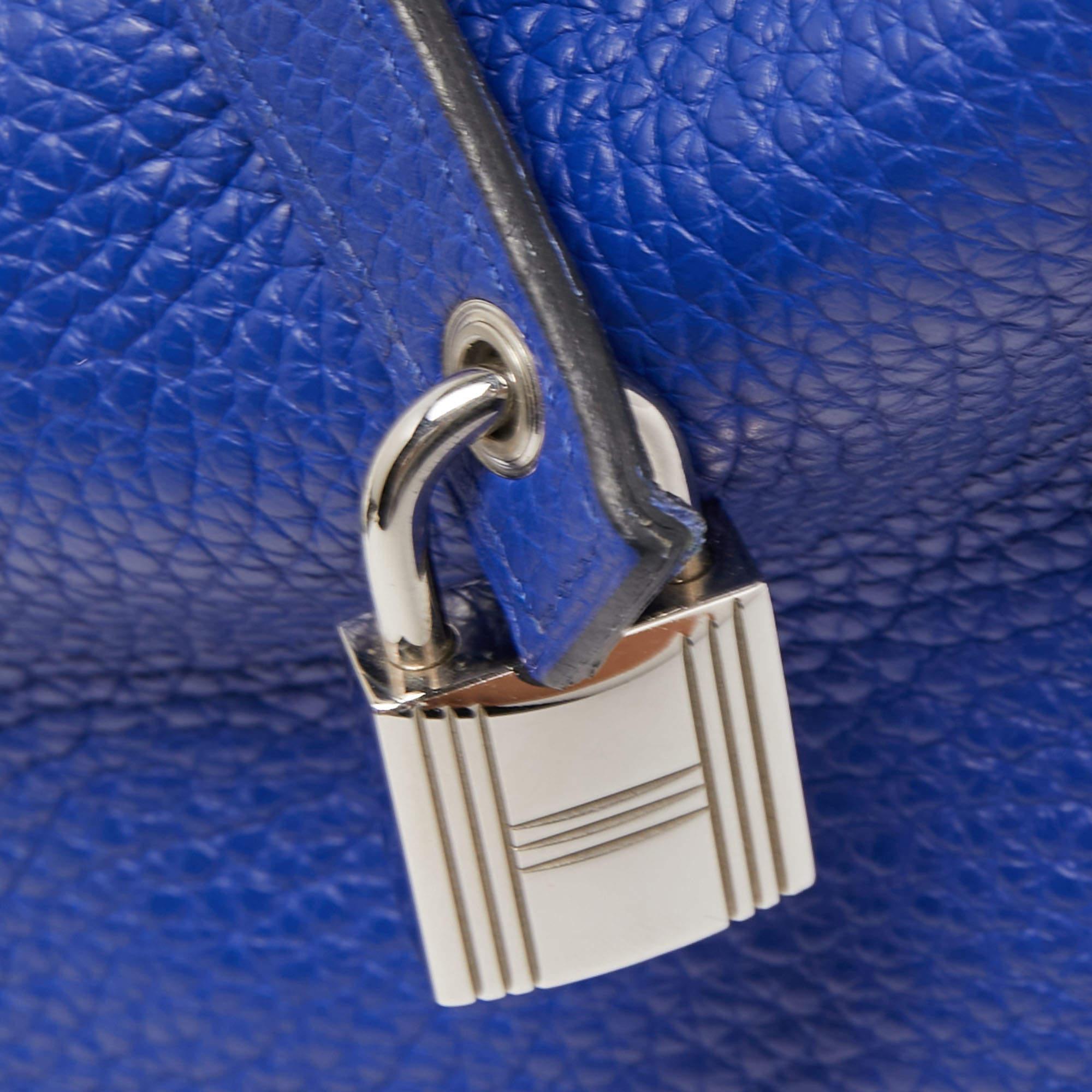 Women's or Men's Hermes Bleu Electrique Taurillon Clemence Leather Picotin Lock 22 Bag