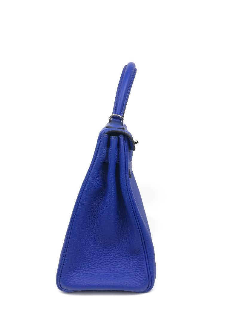 Hermès Bleu Electrique Togo 28 cm Kelly Bag  In Excellent Condition In Palm Beach, FL