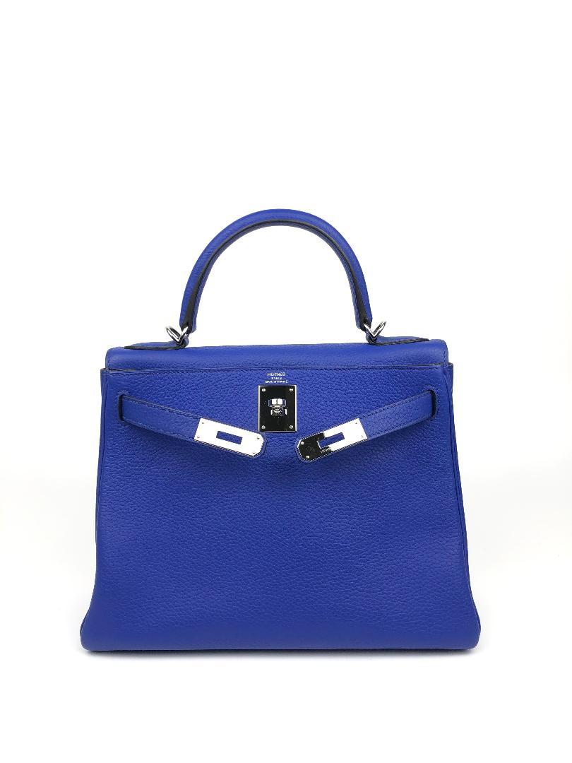 Women's Hermès Bleu Electrique Togo 28 cm Kelly Bag 