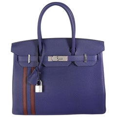 Hermès Bleu Encre & Bordeaux Togo Officier Birkin 30 PHW