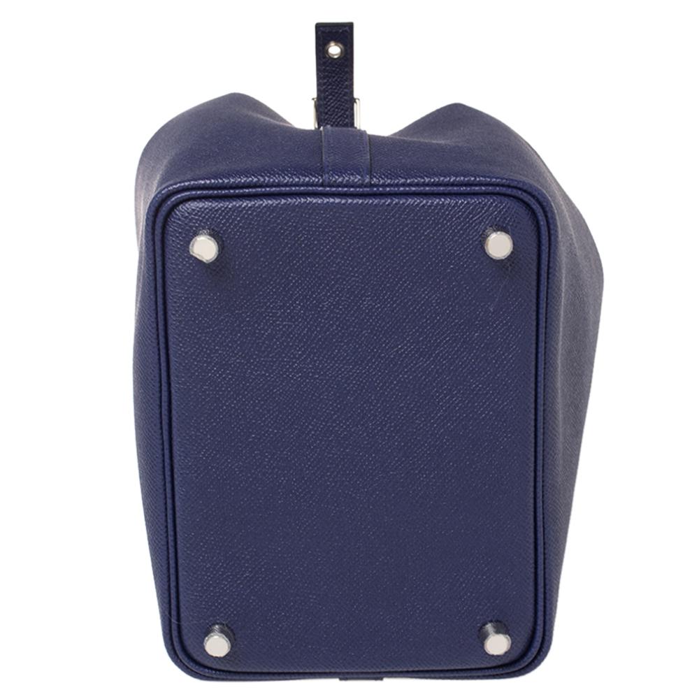 Hermes Bleu Encre/Brique/Black Epsom Leather Picotin Lock Tressage MM Bag 2