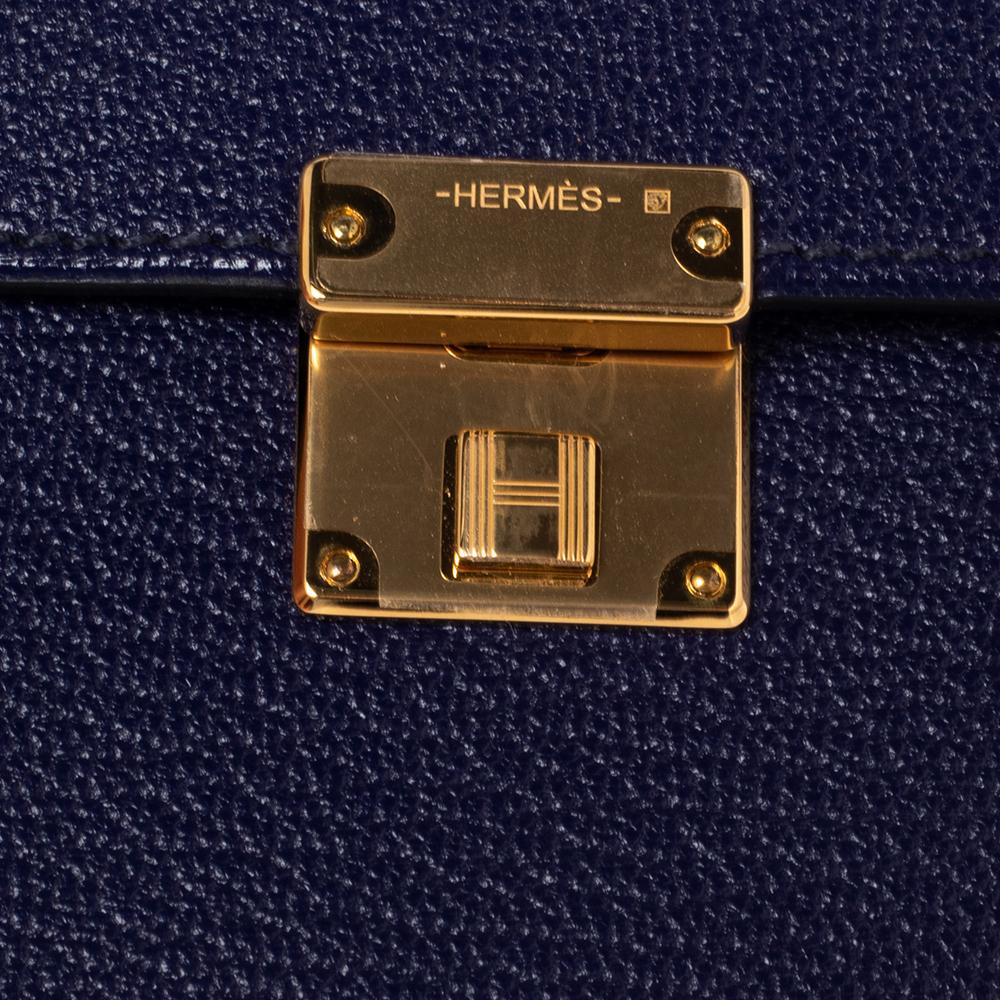 Hermes Bleu Encre Chevre Mysore Leather Mini Clic Card Holder 3
