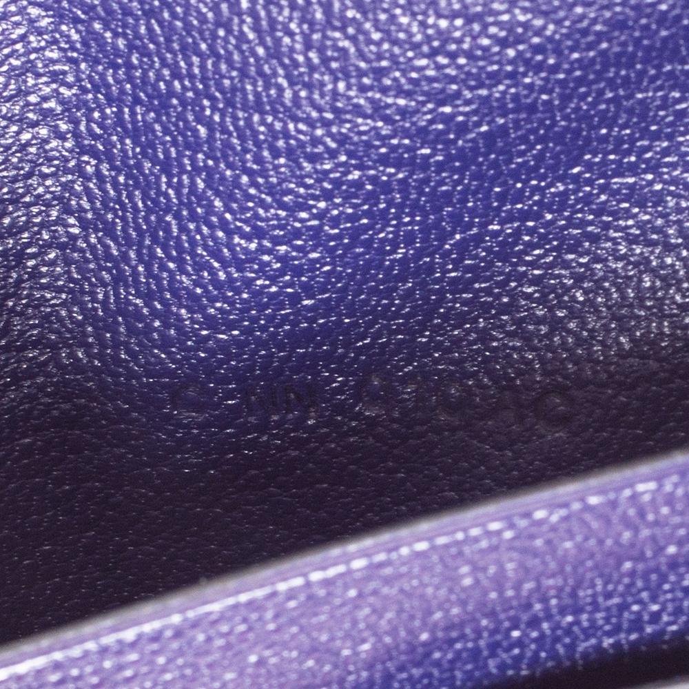 Purple Hermes Bleu Encre Chevre Mysore Leather Mini Clic Card Holder