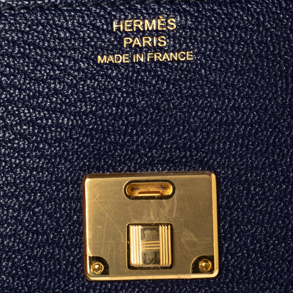 Women's Hermes Bleu Encre Chevre Mysore Leather Mini Clic Card Holder