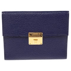 Hermes Bleu Encre Chevre Mysore Leder Mini Clic Karteninhaber