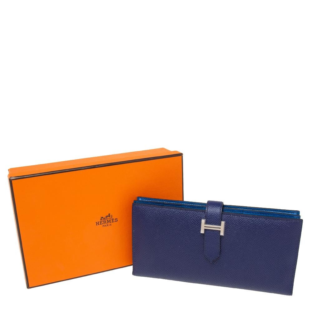 Hermès Bleu Encre Epsom Leather Bearn Wallet 4