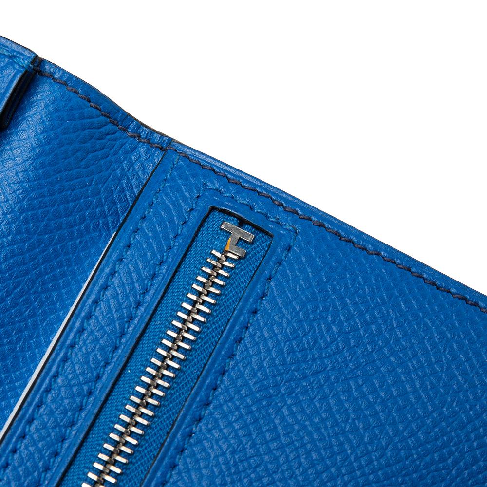 Hermès Bleu Encre Epsom Leather Bearn Wallet In Good Condition In Dubai, Al Qouz 2