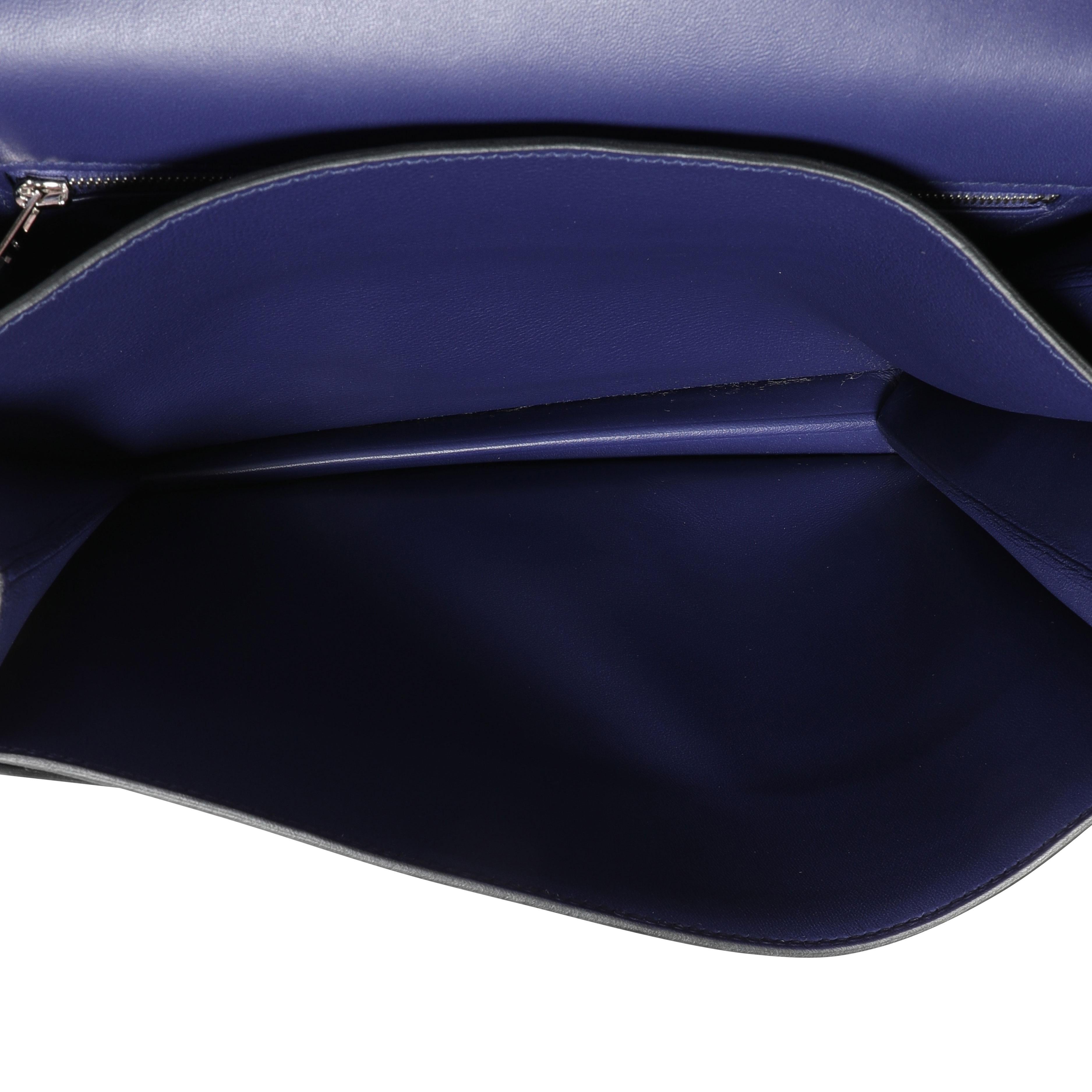 Purple Hermès Bleu Encre Evercolor 2002 26 Bag PHW For Sale
