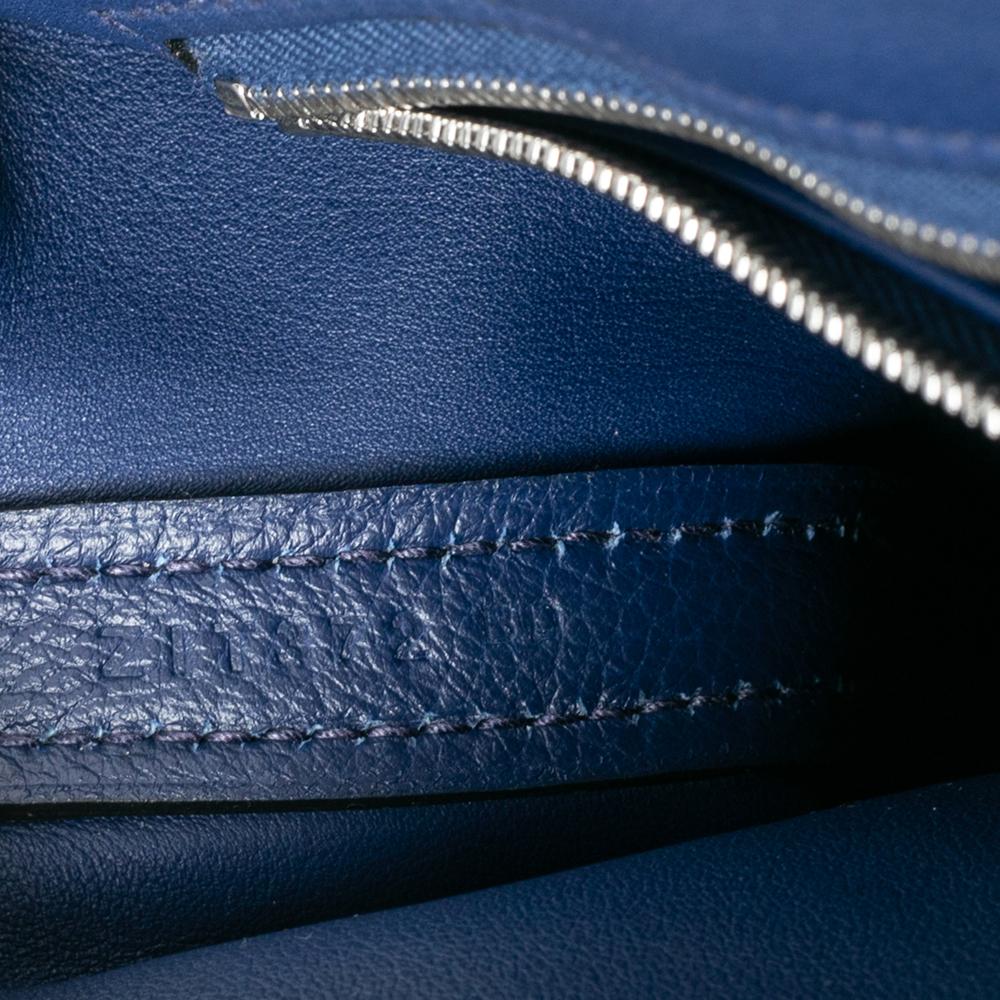 Women's Hermes Bleu Encre Evercolor and Swift Leather Palladium Hardware 24/24 21 Bag