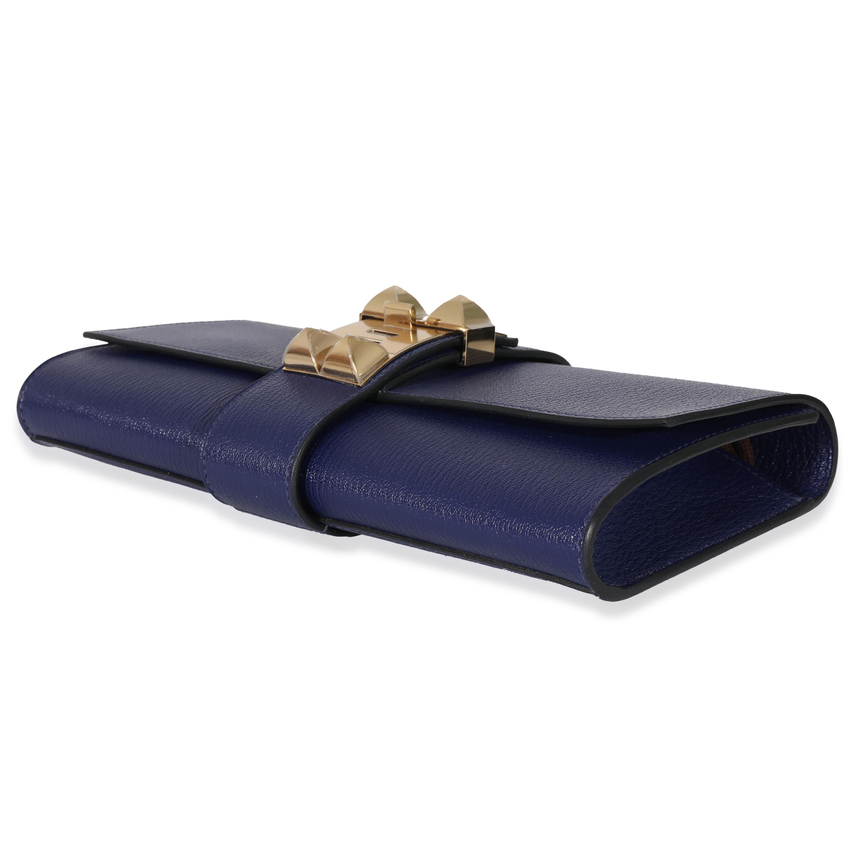 Hermes Bleu Encre Mysore Chevre Medor 23 PBHW Neuf - En vente à New York, NY