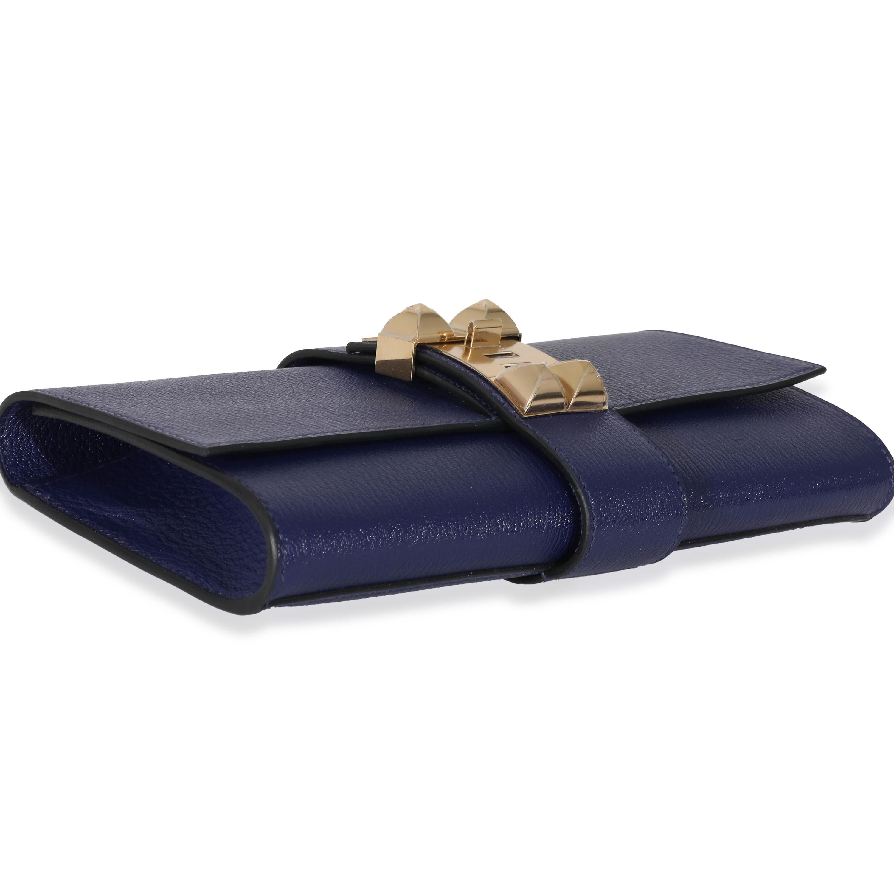 Hermes Bleu Encre Mysore Chevre Medor 23 PBHW Pour femmes en vente