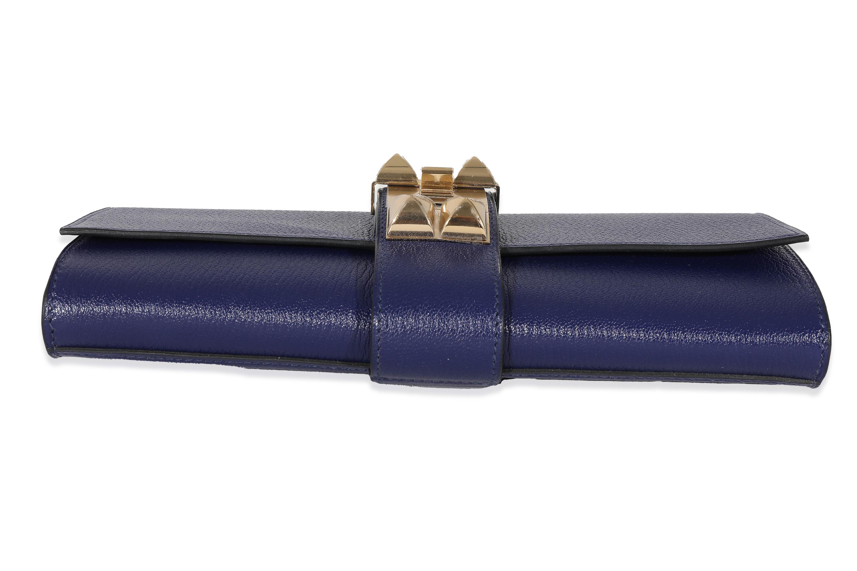 Hermes Bleu Encre Mysore Chevre Medor 23 PBHW en vente 1