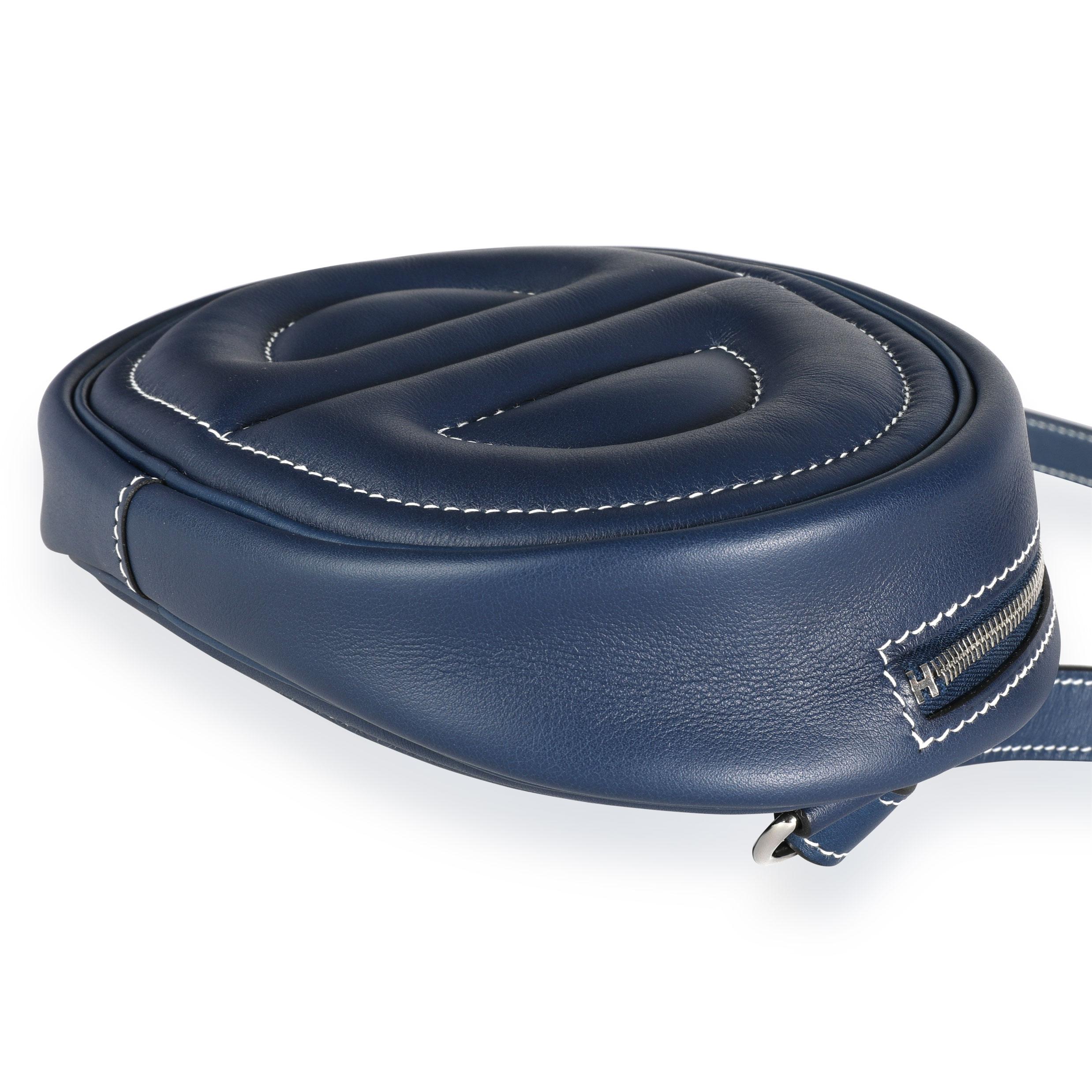 Black Hermès Bleu Encre Swift In The Loop Belt Bag PHW