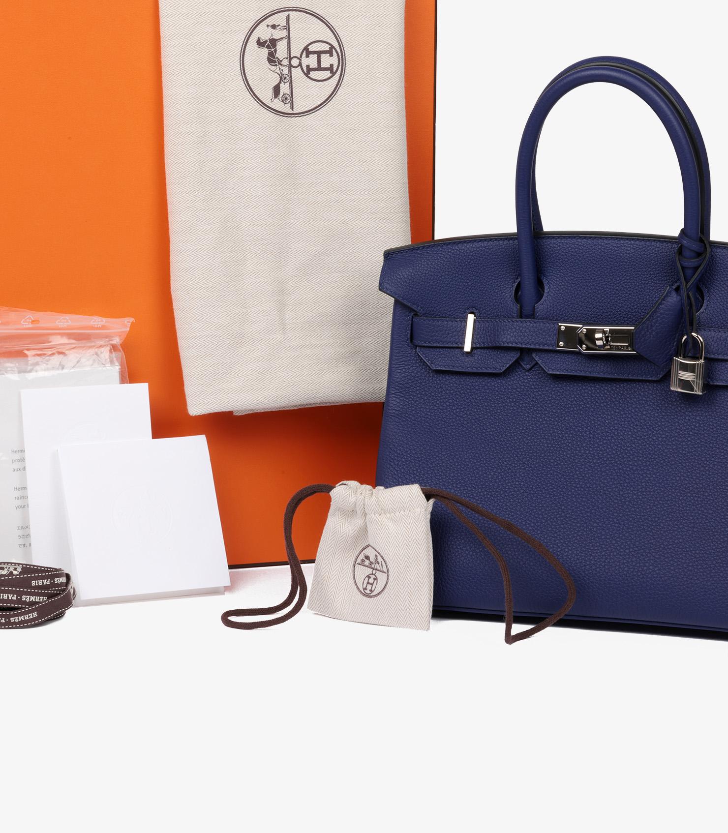 Hermès Bleu Encre Togo Leather Birkin 30cm Retourne 6