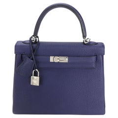 Hermès Bleu Encre Togo Retourne Kelly 25 PHW