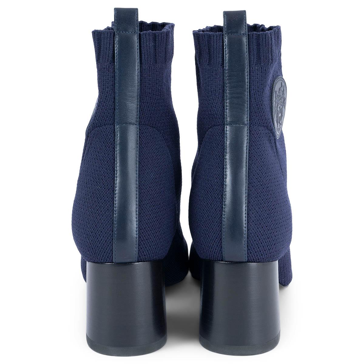 Black HERMES Bleu Fonce blue VOLVER 60 SOCK Ankle Boots Shoes 37.5 For Sale