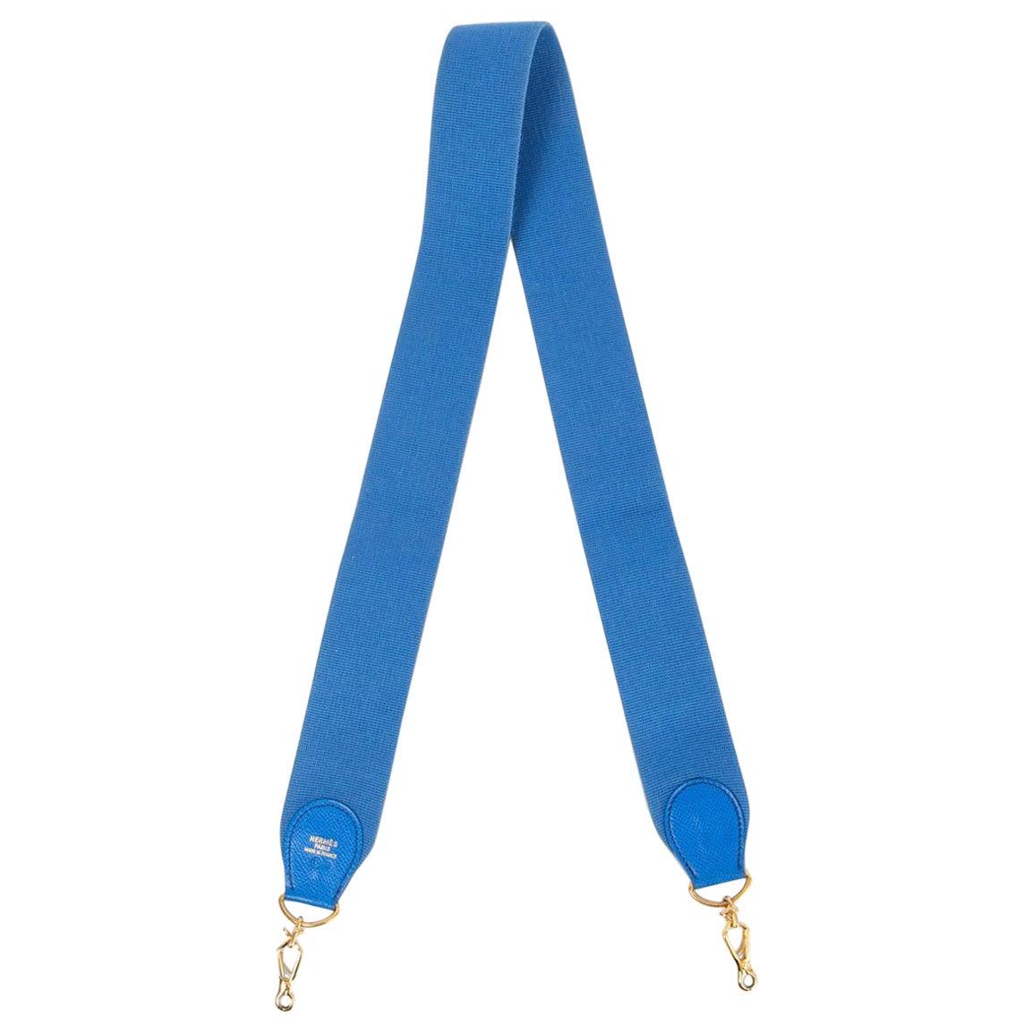 HERMES Bleu France Courchevel cuero y lona SANGLE KELLY 50mm Bolso Correa