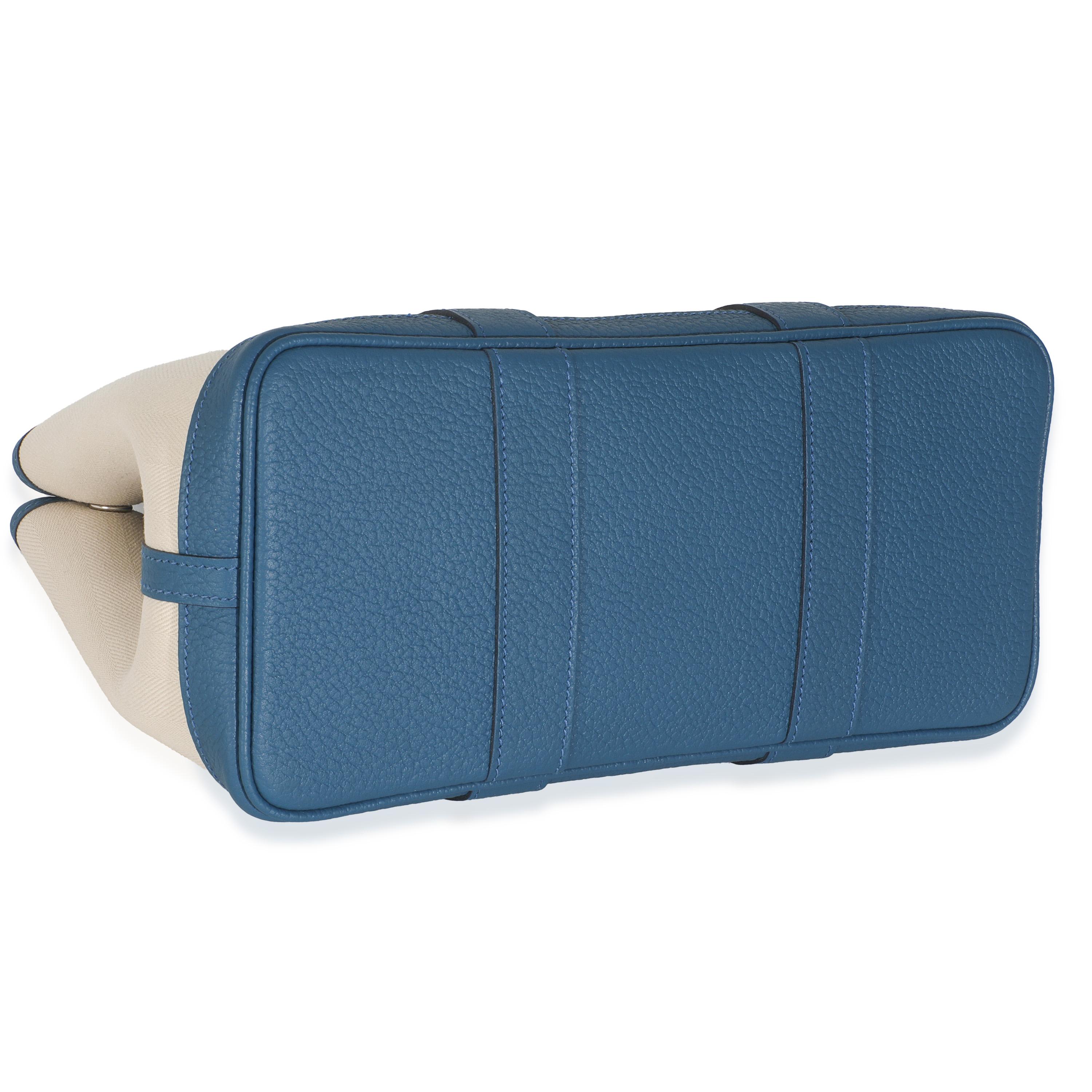 Hermès Bleu France Negonda Ecru Canvas Garden Party 30 TPM in vendita 1