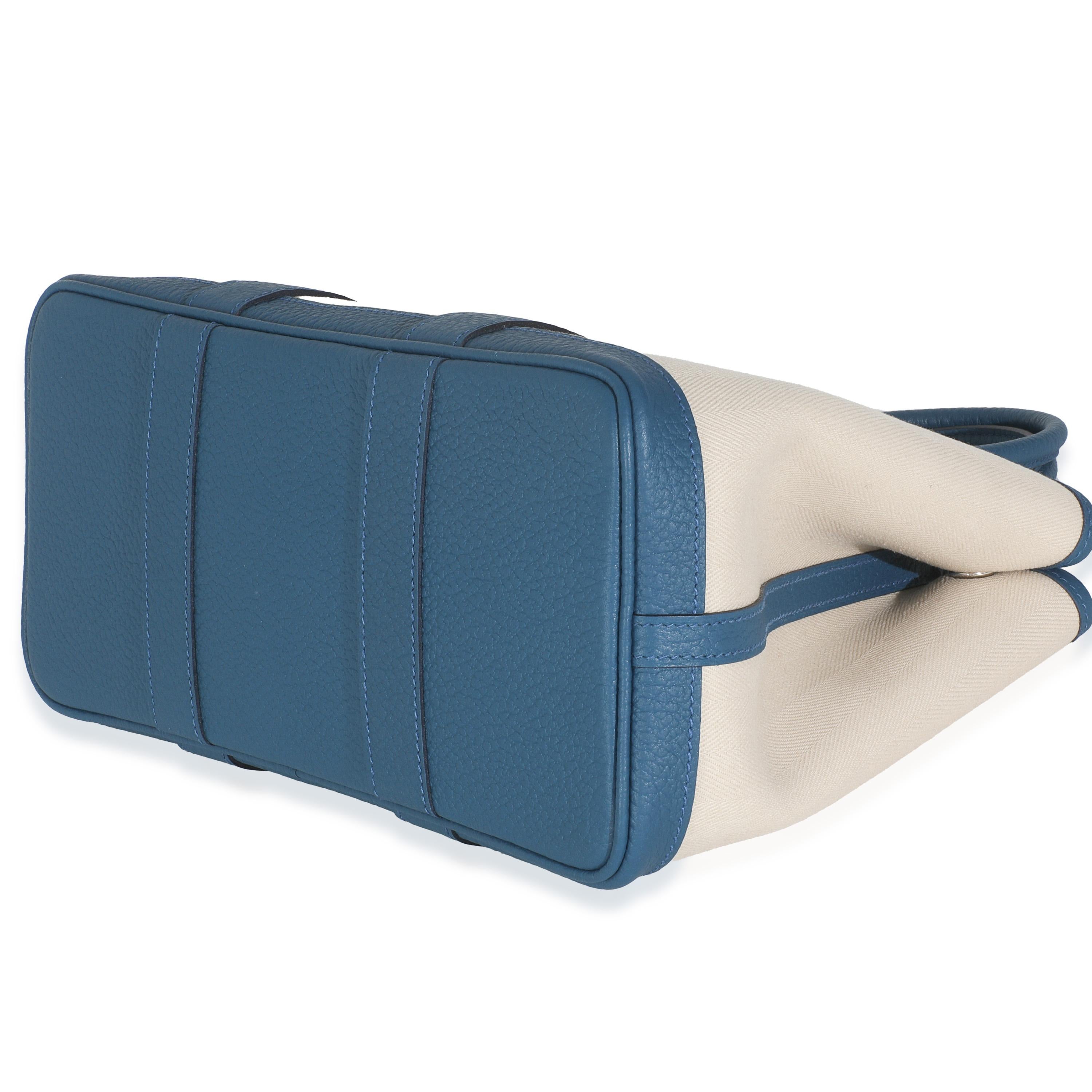 Hermès Bleu France Negonda Ecru Canvas Garden Party 30 TPM in vendita 2