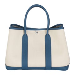Hermès Bleu France Negonda Lienzo Crudo Garden Party 30 TPM