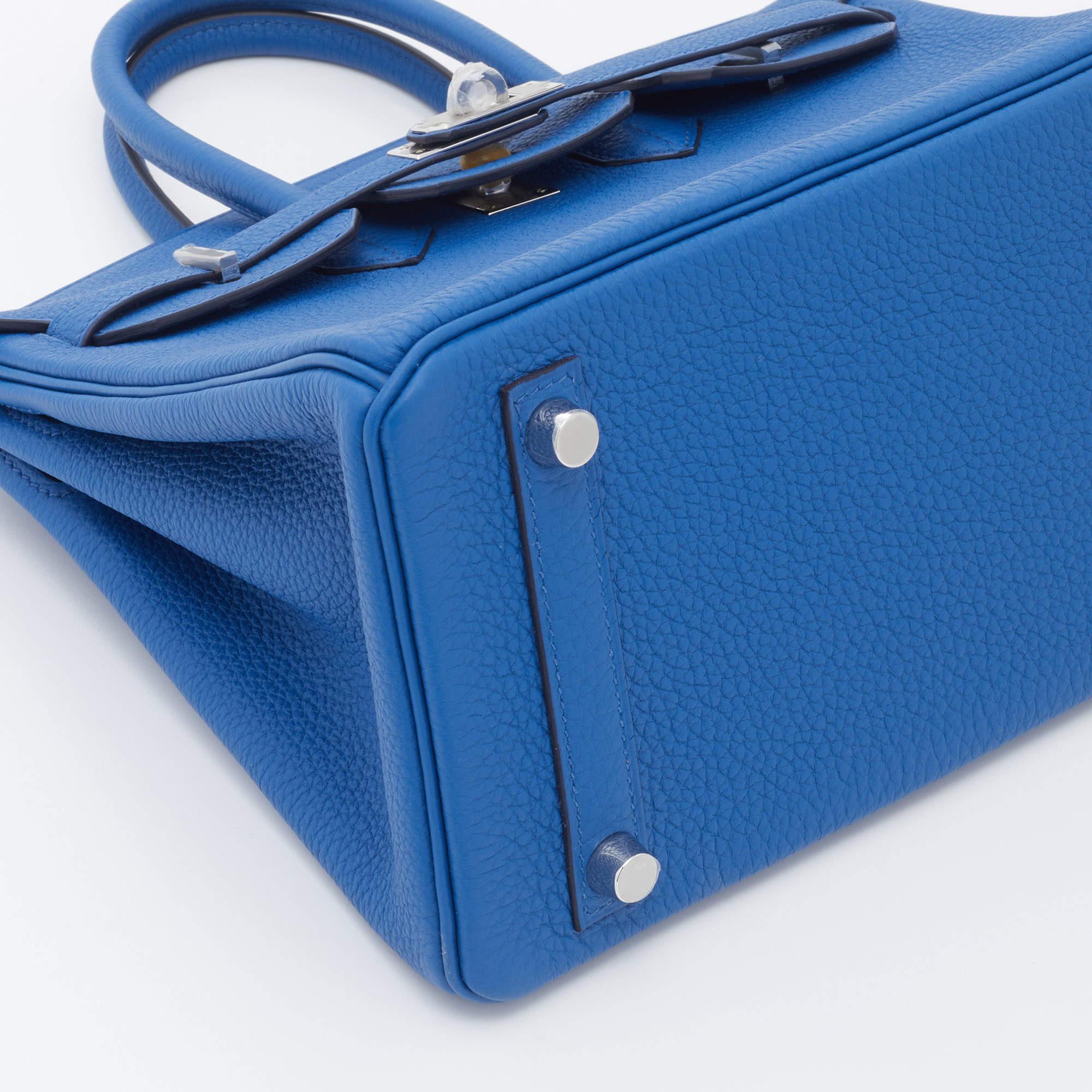 Hermes Bleu France Togo Leather Palladium Plated Birkin 25 Bag 2