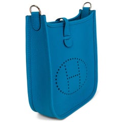 HERMES Bleu Frida Clemence EVELYNE 16 TPM Crossbody Bag Palladium