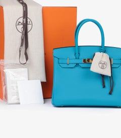 Hermès Bleu Frida Epsom Leather Birkin 30cm Retourne