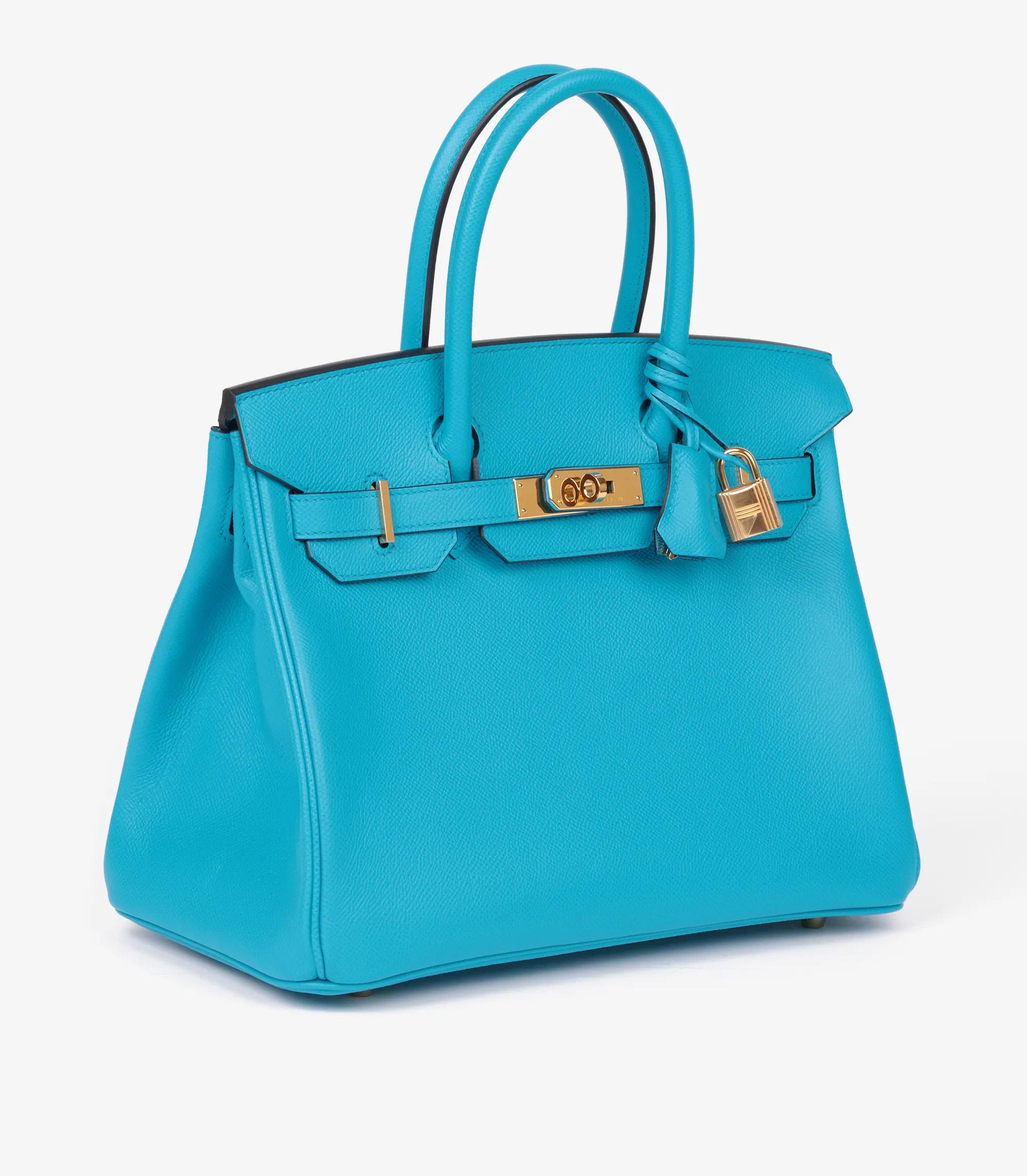 Blue Hermès Bleu Frida Epsom Leather Birkin 30cm Retourne