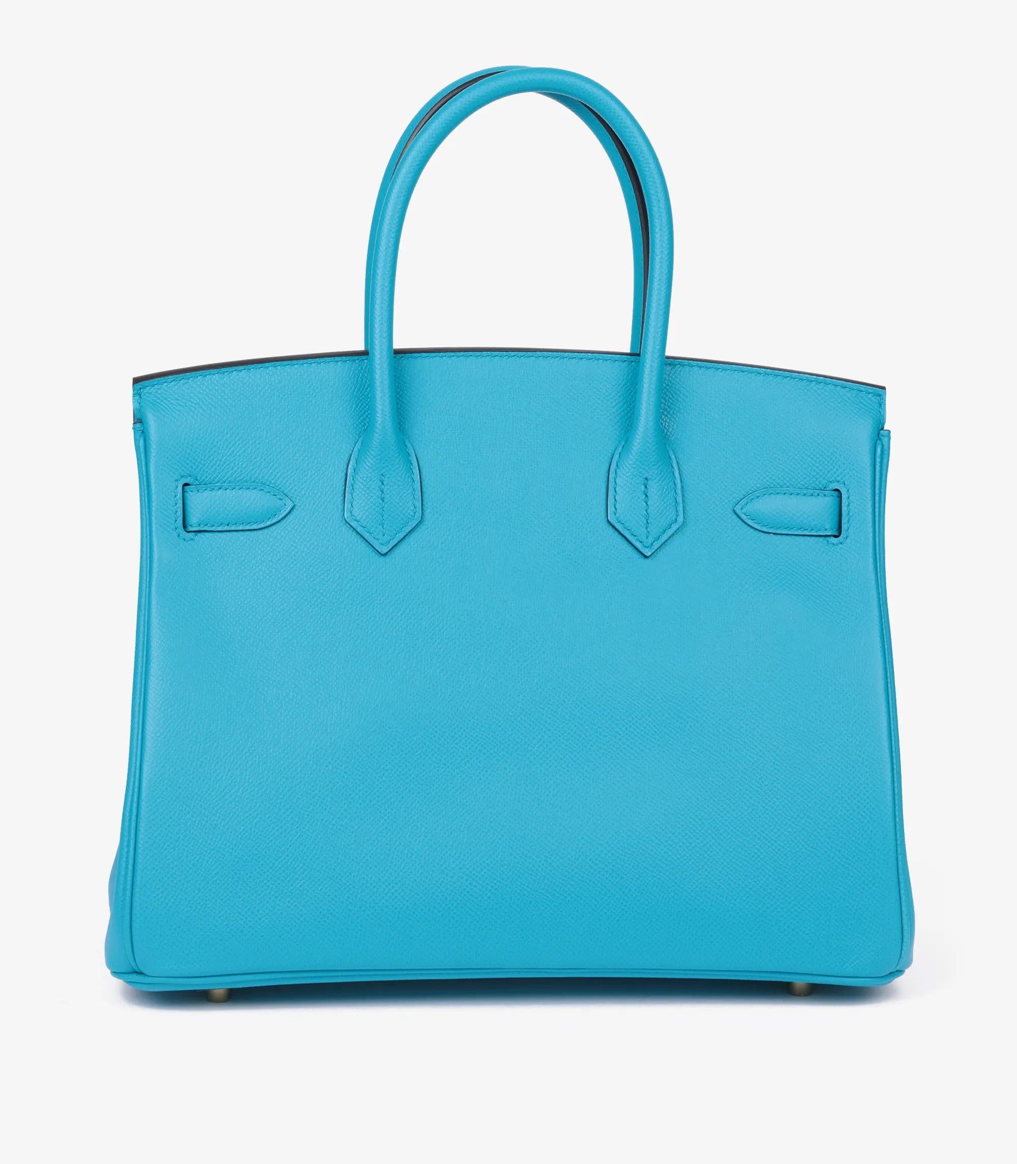 Women's or Men's Hermès Bleu Frida Epsom Leather Birkin 30cm Retourne