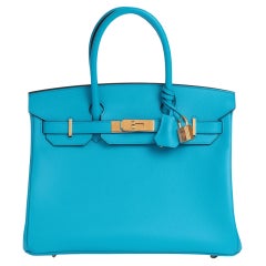 Hermès Bleu Frida Epsom Leather Birkin 30cm Retourne