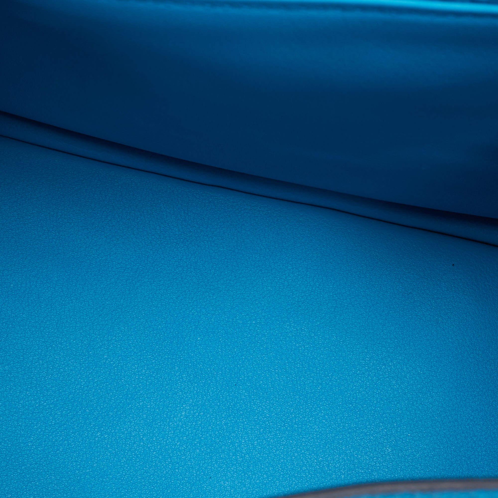 Hermès Bleu Frida Taurillon Clemence Leather Palladium Finish Mini Lindy Bag 8