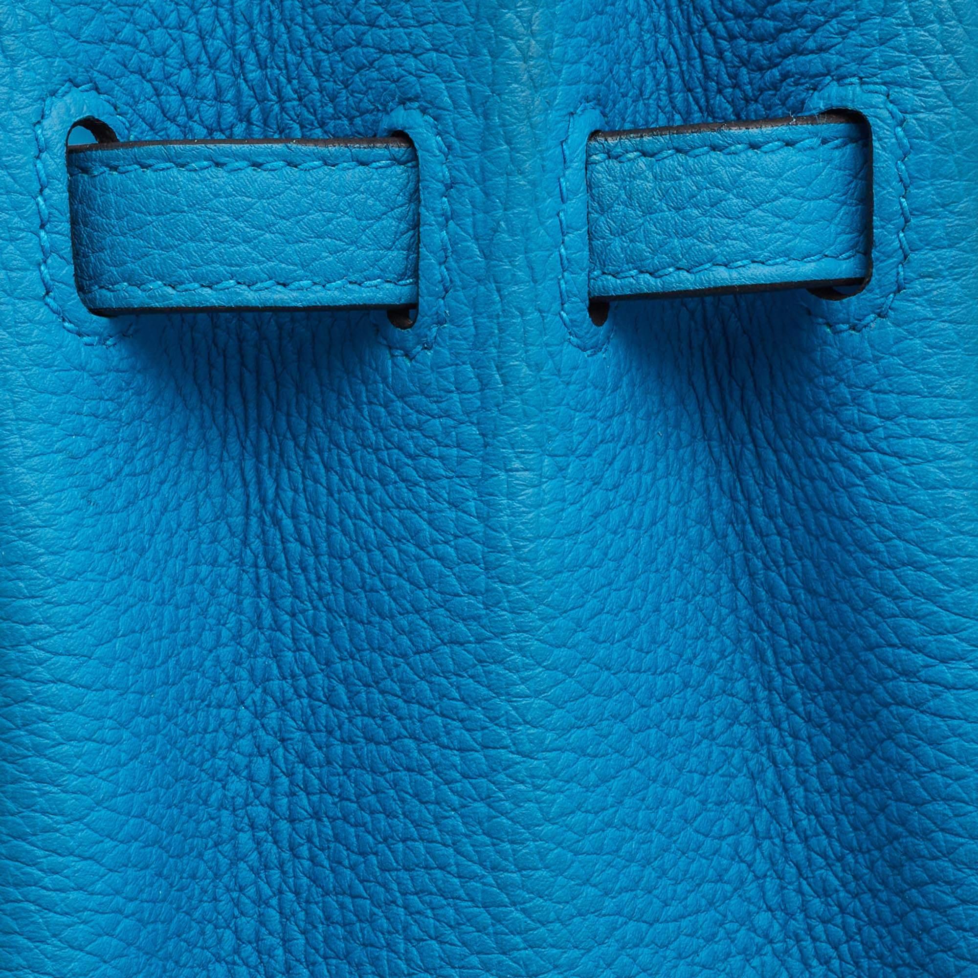 Hermes Bleu Frida Togo Leather Gold Finish Birkin 25 Bag 3