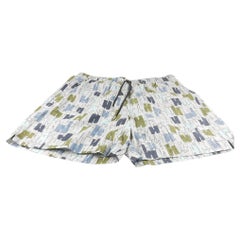 Hermes Bleu Givre "Coups de Goua'H" swim trunks Size L