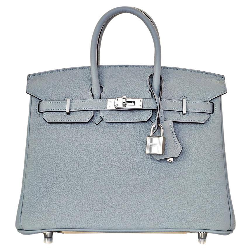 Hermès Bleu Glacier Birkin 25 Togo Palladium Hardware For Sale