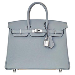 Hermès Bleu Glacier Birkin 25 Togo Palladium Hardware