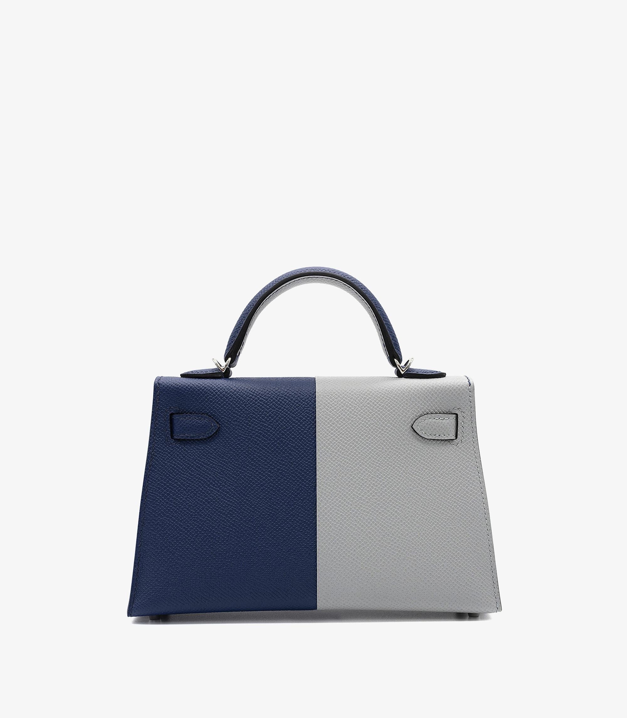 Hermès Bleu Glacier & Bleu Indigo Epsom Leather HSS Special Order Kelly 20cm II In New Condition For Sale In Bishop's Stortford, Hertfordshire