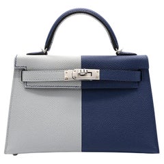 Hermès Bleu Glacier & Bleu Indigo Piel de Epsom HSS Pedido especial Kelly 20cm II