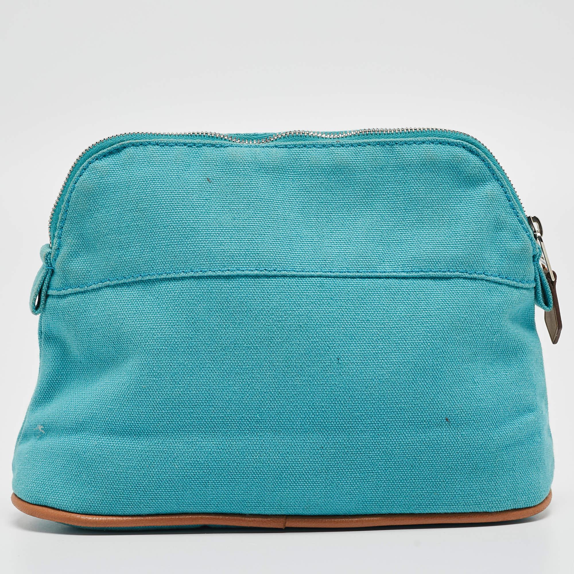 Women's Hermes Bleu Horizon Canvas Mini Bolide Case