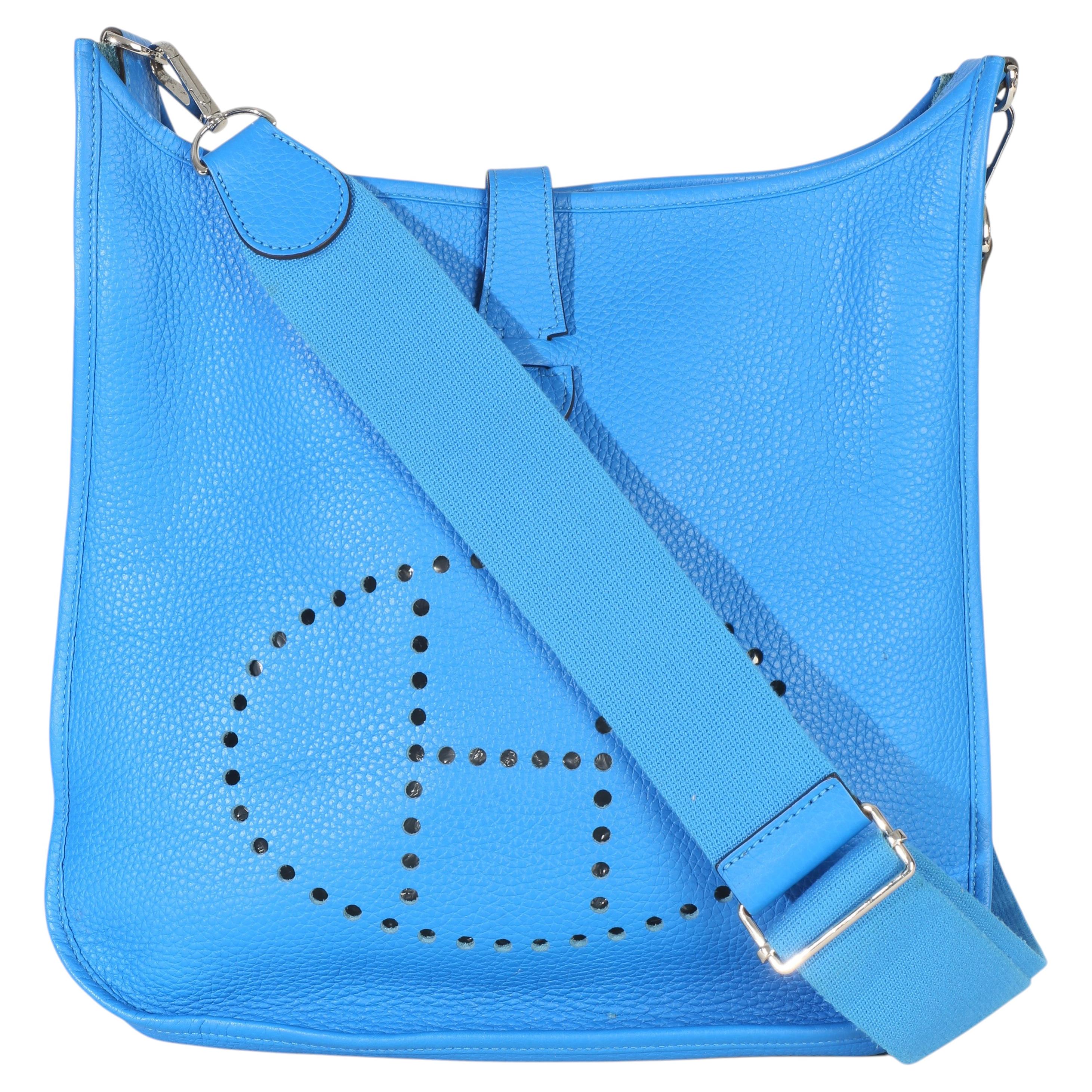 Hermès Bleu Hydra Clemence Evelyne GM PHW