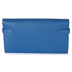 Hermès Bleu Hydra Epsom Kelly Longue Wallet GHW