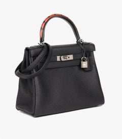 Hermès Bleu Indigo, Black, Cuivre Togo & Box Calf Au Galop Leather Kelly 28cm