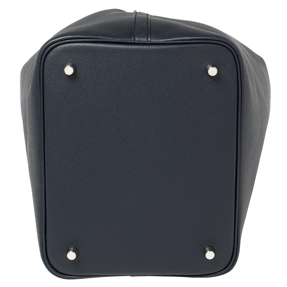Hermes Bleu Indigo/Black/Terre Leather Picotin Lock Cuir De Tressage PM Bag 6