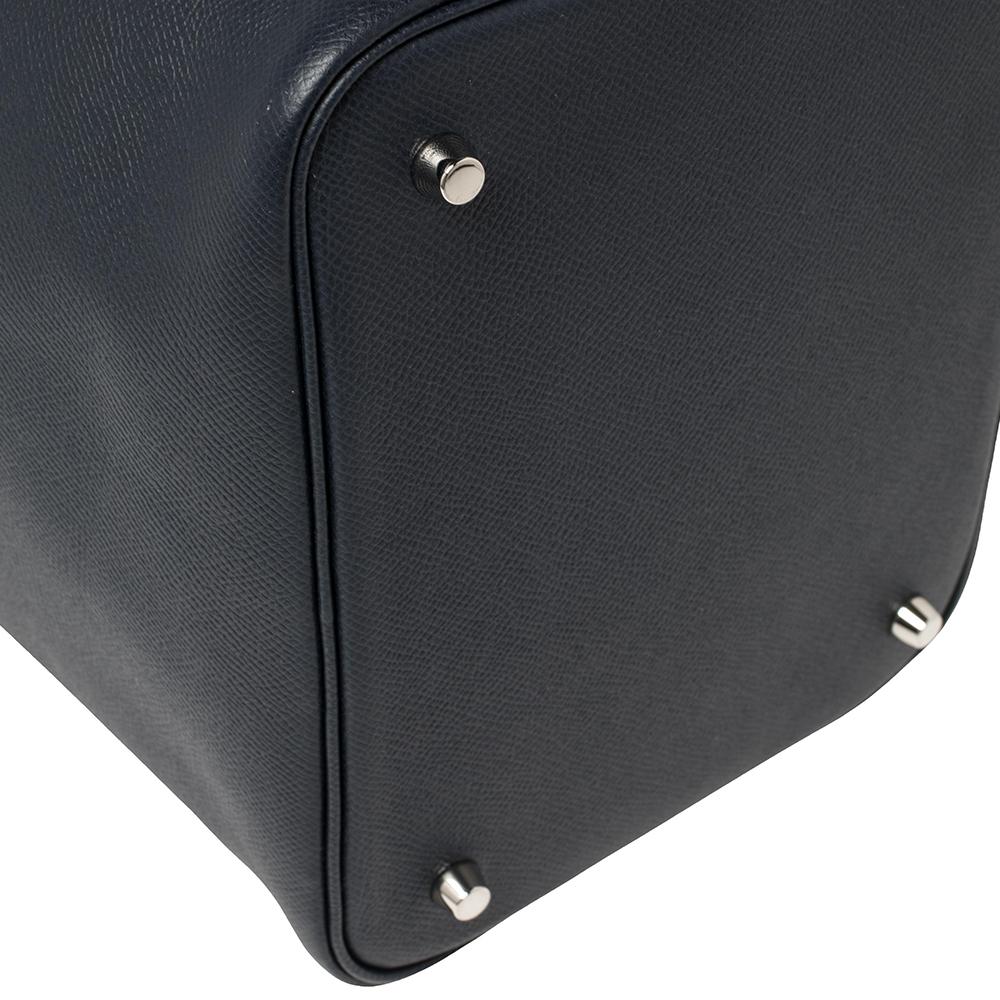 Hermes Bleu Indigo/Black/Terre Leather Picotin Lock Cuir De Tressage PM Bag 1