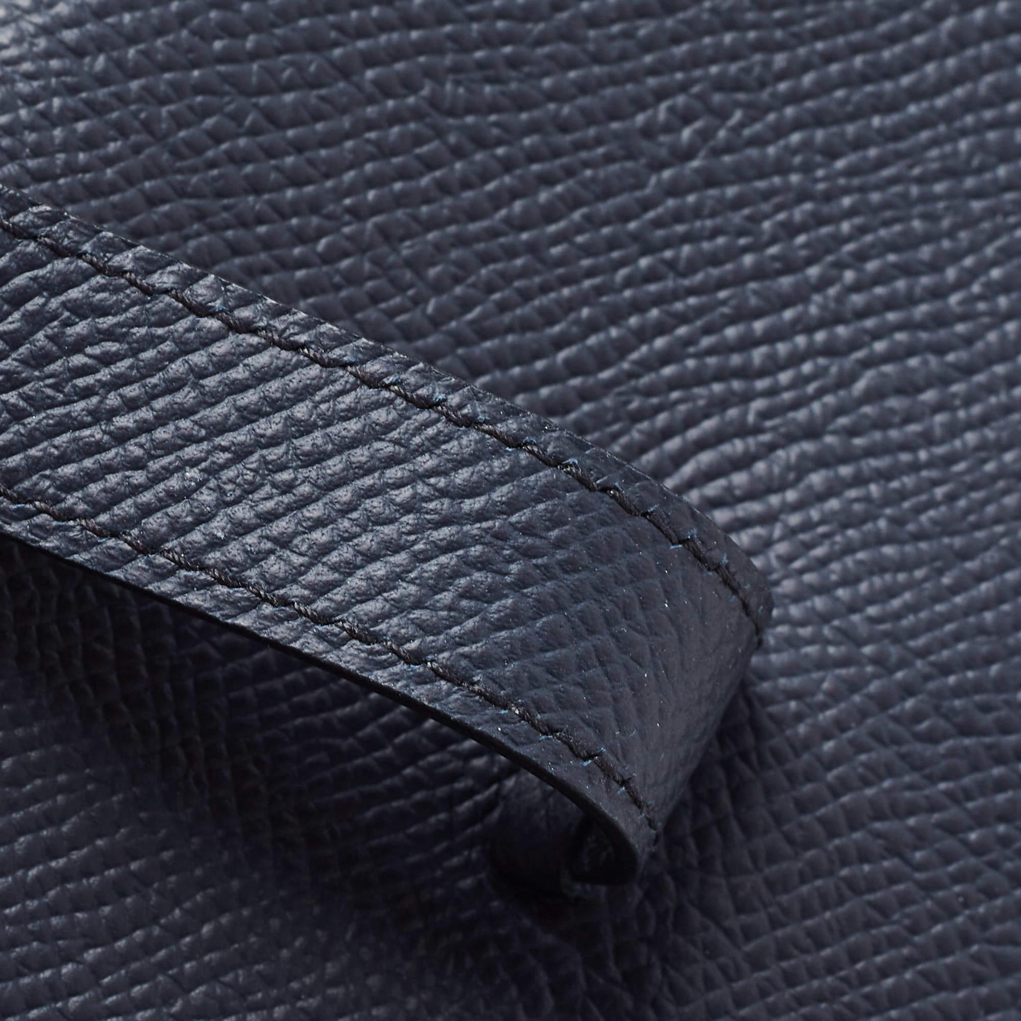 Hermes Bleu Indigo Epsom Leather Gold Finish Bearn Wallet 5