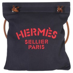 Hermès Bleu Indigo Gold Herringbone Canvas Swift Maline Bag