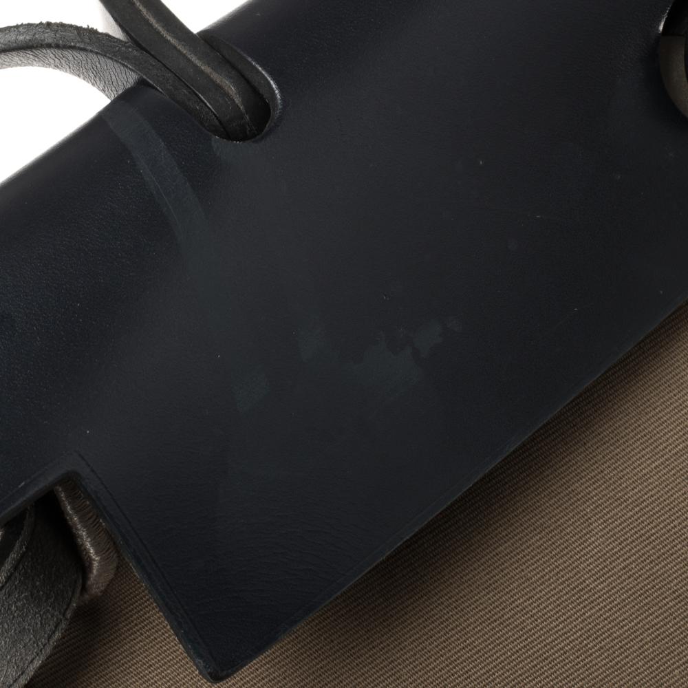 Hermès Bleu Indigo/Khaki Canvas and Leather Herbag Zip 31 Bag 3