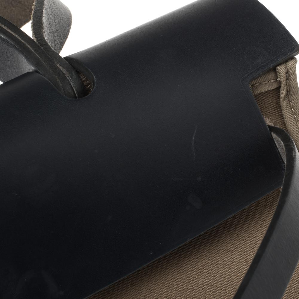 Hermès Bleu Indigo/Khaki Canvas and Leather Herbag Zip 31 Bag 4