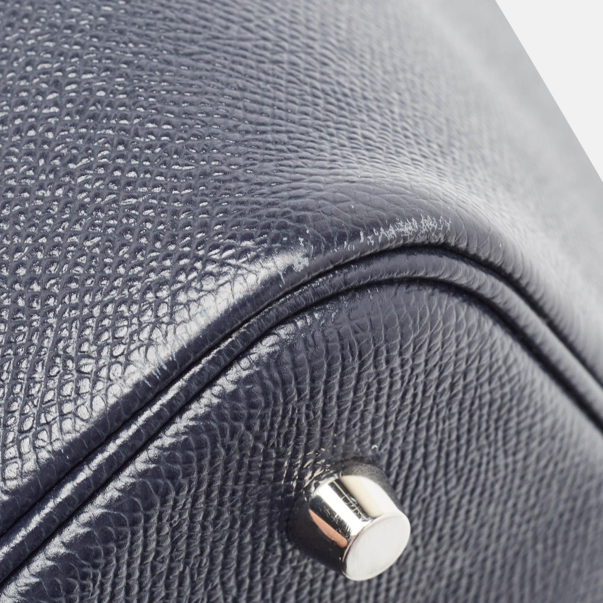 Hermes Bleu Indigo/Noir/Terre Battue Epsom Leather Picotin Lock Tressage 22 Bag For Sale 6